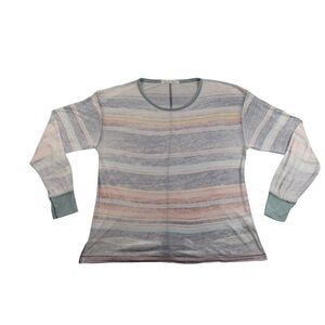 We The Free Striped Multicolor Long Sleeve Casual Top Tee Pullover Sz M